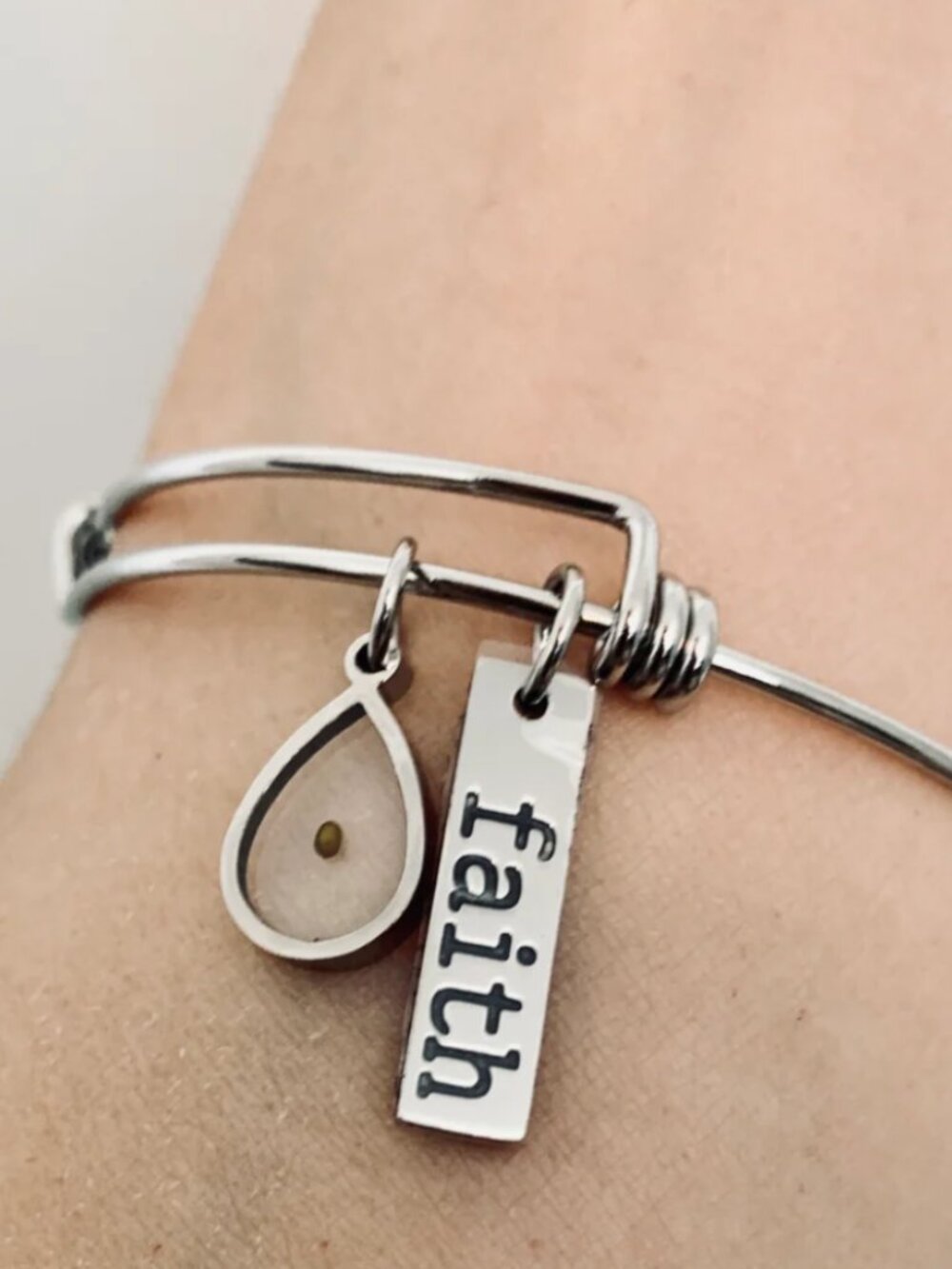 Mustard Seed Faith Charms Stainless Steel Bracelet - Matthew 17:20